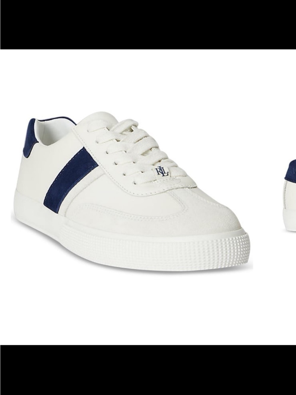 Lauren Ralph Lauren women’s braylee leather sneakers white navy size 9.5